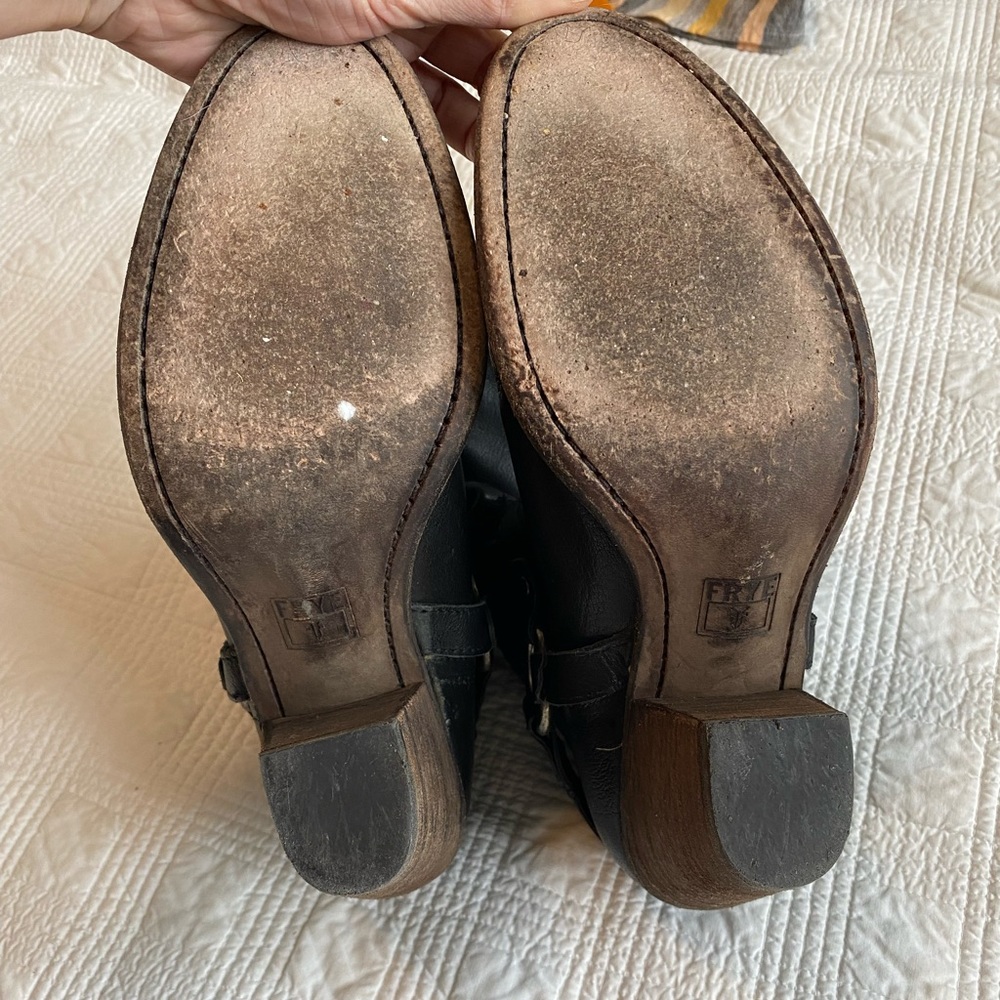 Frye Black Leather Harness Boots - Picture 8 of 9
